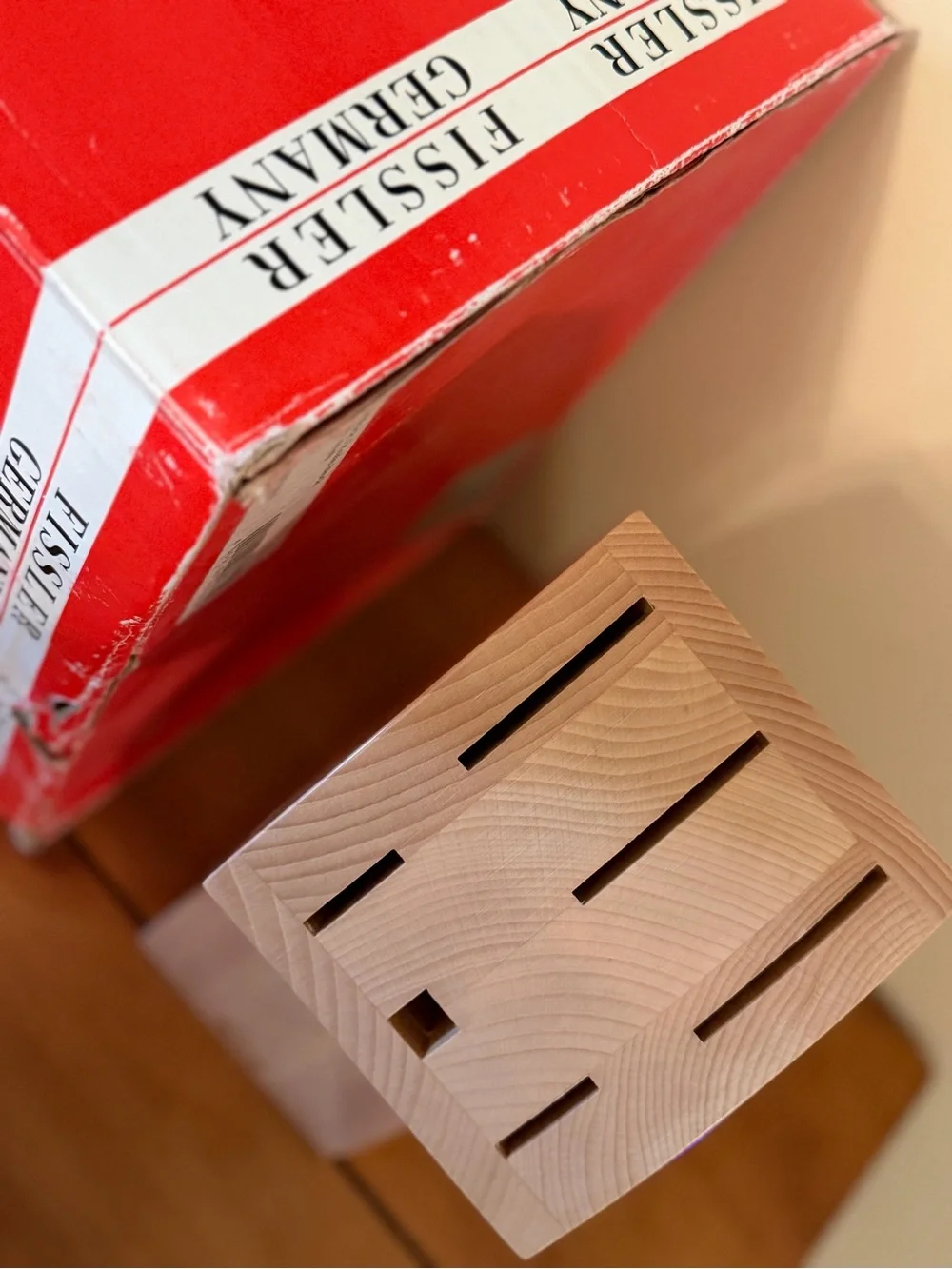 Fissler Solid Beechwood Knife Block - Never Used.  Knives are not included.